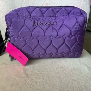 Betsey Johnson Lavender Heart Cosmetic Bag